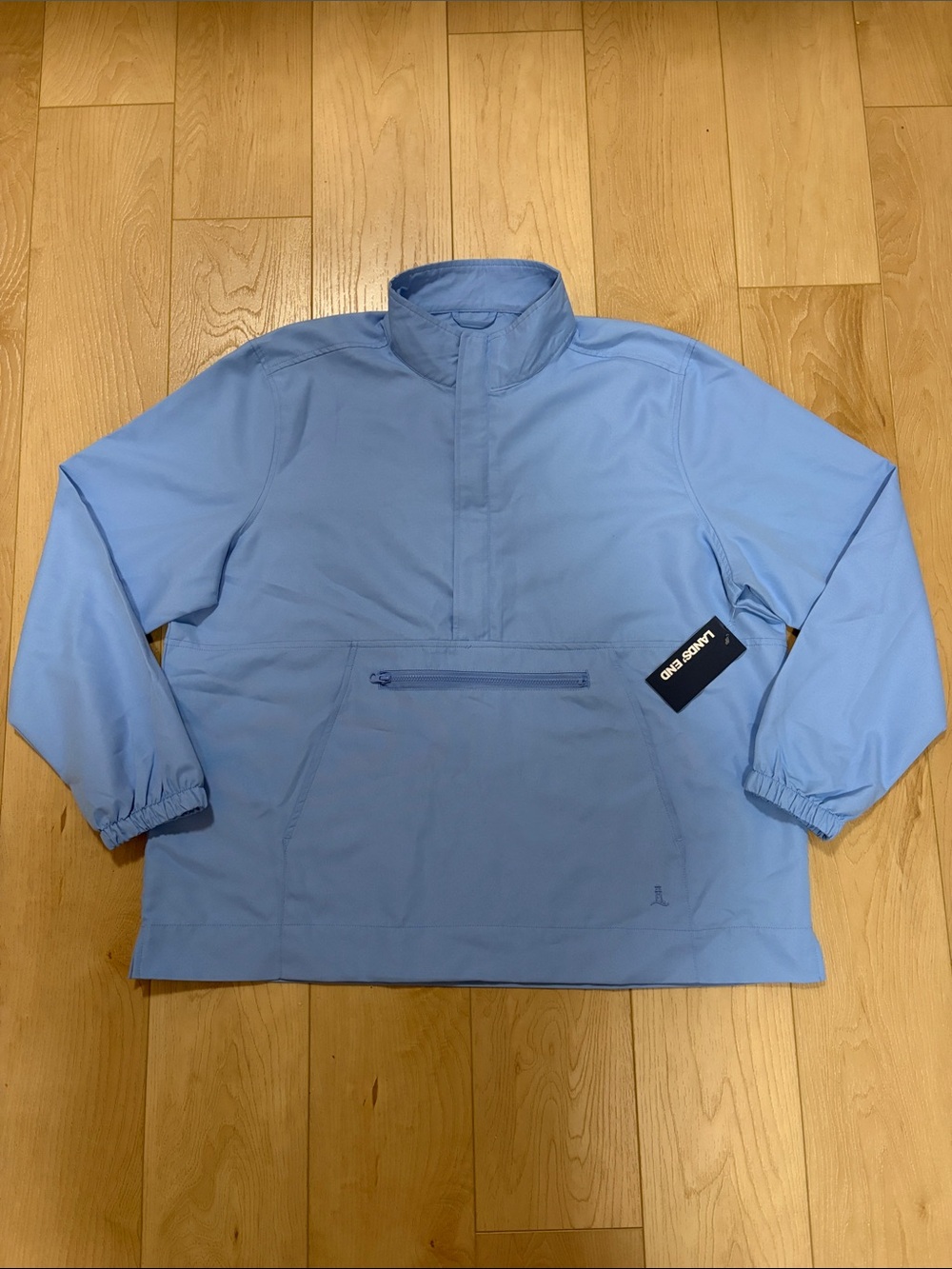 Lands’ End 1/2 Zip Lightweight Jacket, Light Blue, sz L